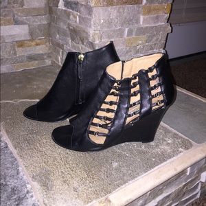 Kelsi Dagger open toed wedged booties